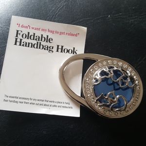 Handbag hook. Hearts and rhinestones..GIFT?